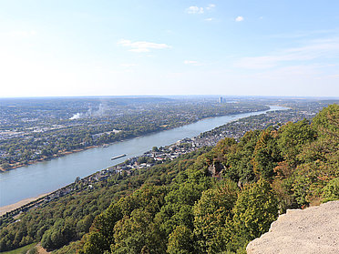 Blick vom Drachenfels auf den Rhein in Richtung Bonn