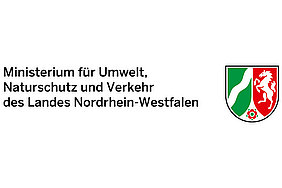 Logo des Umweltministeriums NRW mit Schriftzug und Wappen Nordrhein-Westfalen. Text: Ministerium für Umwelt, Naturschutz und Verkehr des Landes Nordrhein-Westfalen