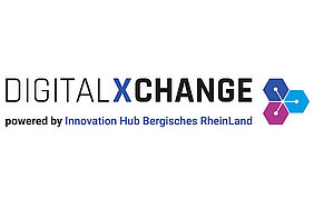 Logo Digital Xchange. Text: Digital XChange, powered by Innovation Hub Bergisches Rheinland