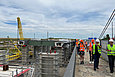 Teilnehmende der Exkursion 4 des Langen Tages der Region auf der Baustelle der Autobahnbrück A1 in Leverkusen 